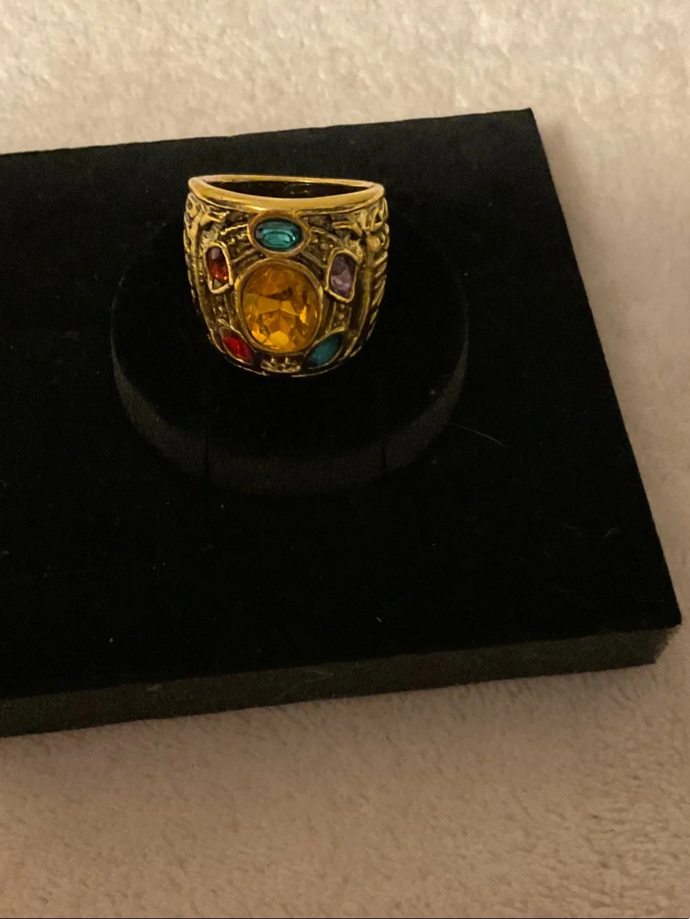 Gold-Tone Multi-Stone Statement Ring - Yellow Center